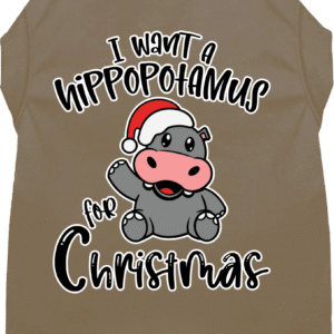 Hippo for Christmas Screen Print Dog Shirt Tan Size XL
