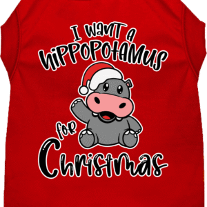 Hippo for Christmas Screen Print Dog Shirt Red Size XS