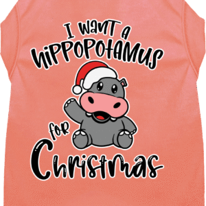 Hippo for Christmas Screen Print Dog Shirt Peach Size XXL