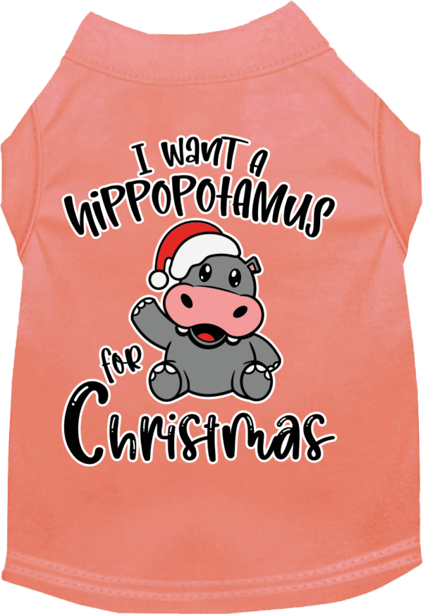 Hippo for Christmas Screen Print Dog Shirt Peach Size XXL