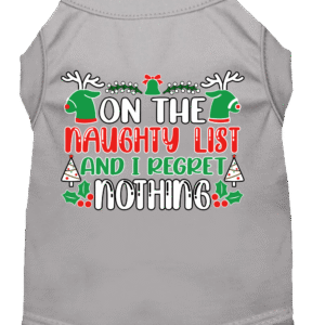 I Regret Nothing Screen Print Dog Shirt Grey Size LG