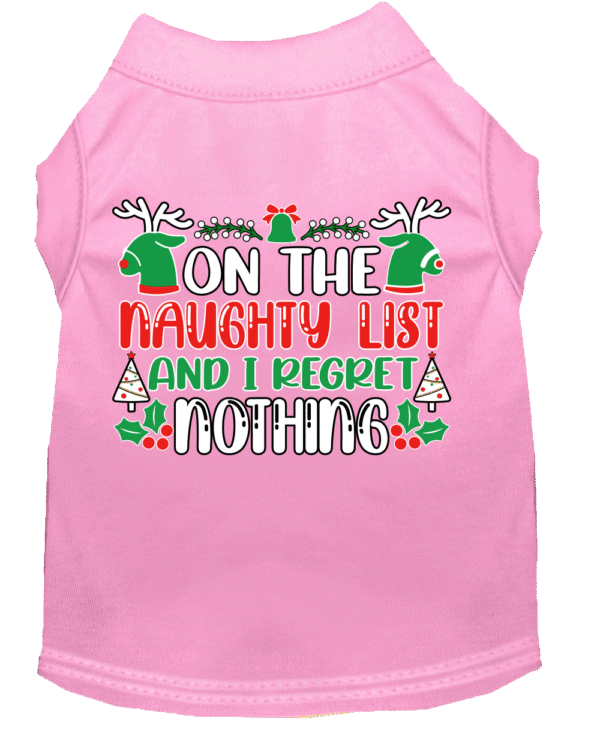 51-477-MDLPK.png I Regret Nothing Screen Print Dog Shirt Light Pink Size MD