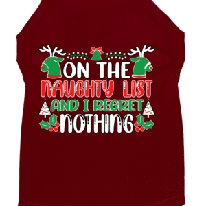 I Regret Nothing Screen Print Dog Shirt Maroon Size XL