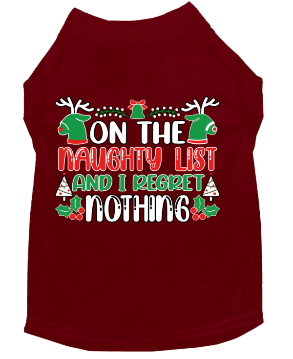 I Regret Nothing Screen Print Dog Shirt Maroon Size XL