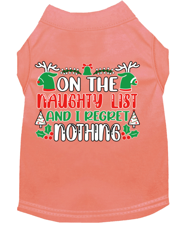I Regret Nothing Screen Print Dog Shirt Peach Size XXL