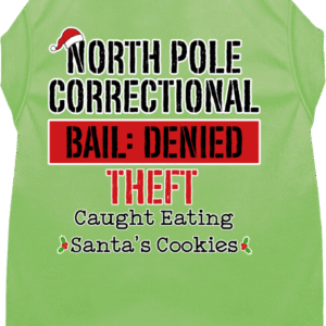 North Pole Correctional Screen Print Dog Shirt Lime Green Size LG