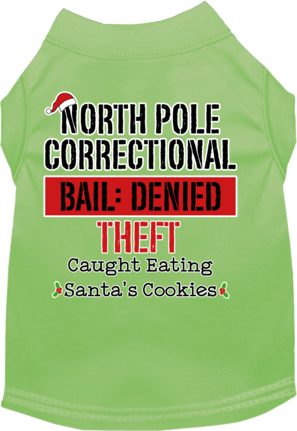 North Pole Correctional Screen Print Dog Shirt Lime Green Size LG