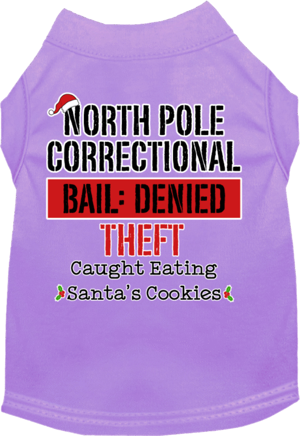 North Pole Correctional Screen Print Dog Shirt Lavender Size SM