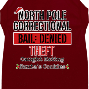 North Pole Correctional Screen Print Dog Shirt Maroon Size XL
