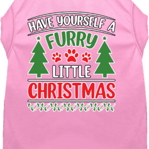 Furry Little Christmas Screen Print Dog Shirt Light Pink Size XL