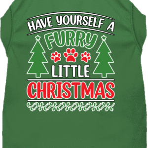 Furry Little Christmas Screen Print Dog Shirt Green Size XS