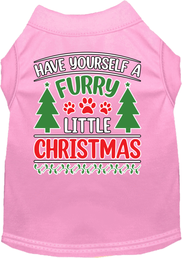 Furry Little Christmas Screen Print Dog Shirt Light Pink Size XXXL