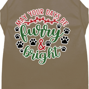 Furry and Bright Screen Print Dog Shirt Tan Size 6X