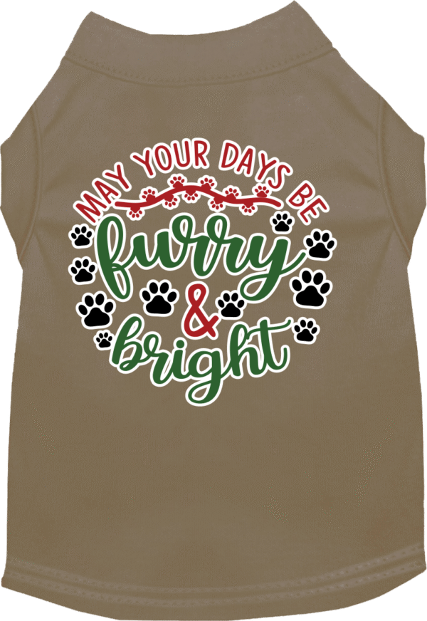 Furry and Bright Screen Print Dog Shirt Tan Size 6X