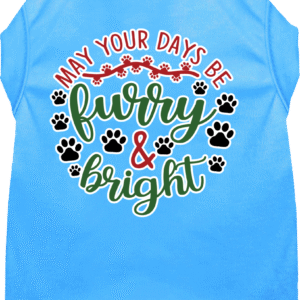 Furry and Bright Screen Print Dog Shirt Bermuda Blue Size SM