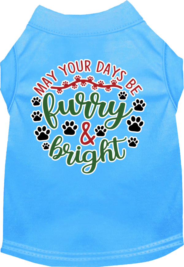 Furry and Bright Screen Print Dog Shirt Bermuda Blue Size SM
