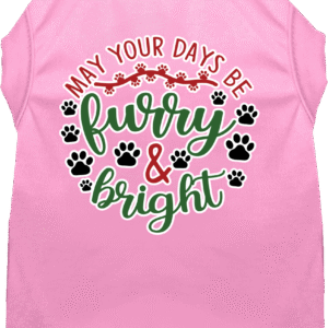 Furry and Bright Screen Print Dog Shirt Light Pink Size SM