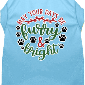 Furry and Bright Screen Print Dog Shirt Baby Blue Size XL