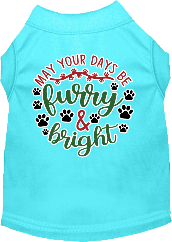 Furry and Bright Screen Print Dog Shirt Aqua Size XXL
