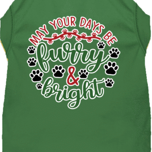 Furry and Bright Screen Print Dog Shirt Green Size XXXL