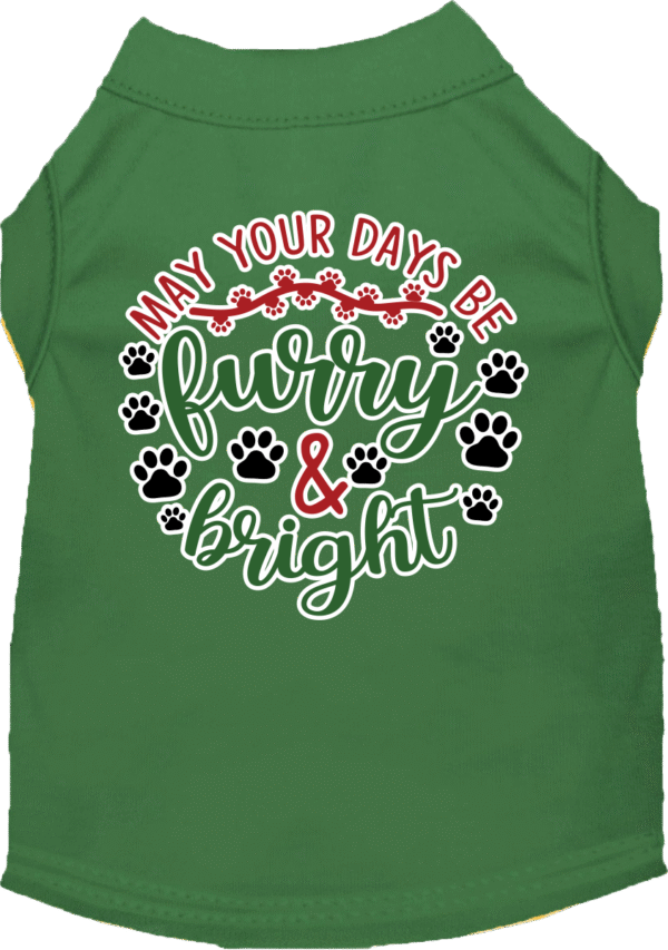 Furry and Bright Screen Print Dog Shirt Green Size XXXL