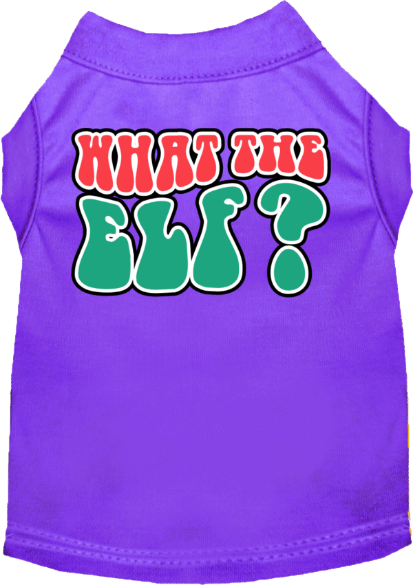 What the Elf Screen Print Dog Shirt Purple Size LG