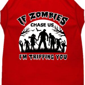 If Zombies Chase Us Screen Print Dog Shirt Red Size 4X