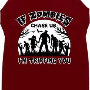 If Zombies Chase Us Screen Print Dog Shirt Maroon Size 6X