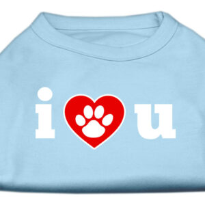 I Love U Screen Print Shirt Baby Blue Lg