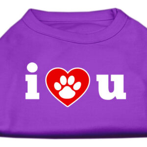 I Love U Screen Print Shirt Purple XXXL