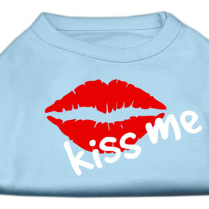 Kiss Me Screen Print Shirt Baby Blue Sm