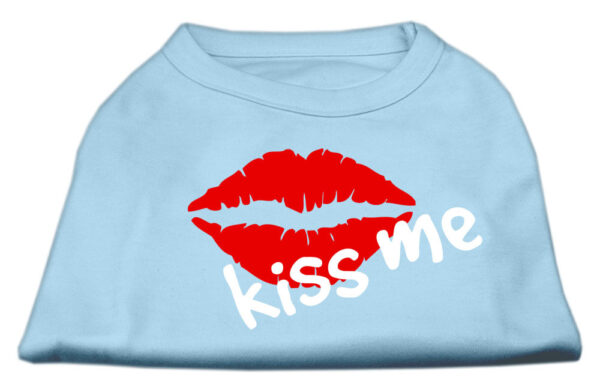 Kiss Me Screen Print Shirt Baby Blue Sm
