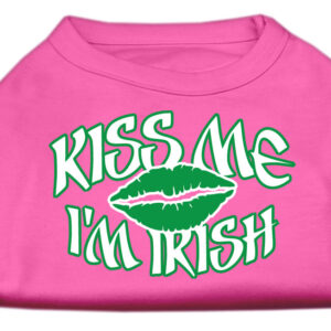 Kiss Me I'm Irish Screen Print Shirt Bright Pink Lg