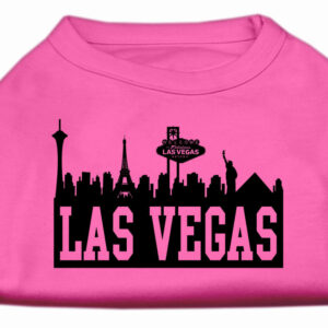 Las Vegas Skyline Screen Print Shirt Bright Pink Lg