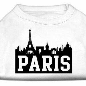 Paris Skyline Screen Print Shirt White XXXL