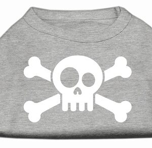Skull Crossbone Screen Print Shirt Grey XXL