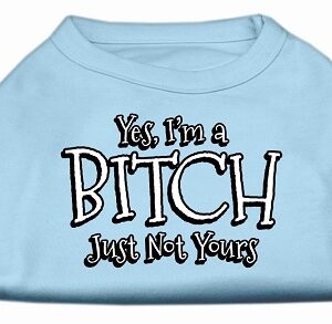 Yes I'm a Bitch Just not Yours Screen Print Shirt Baby Blue XS