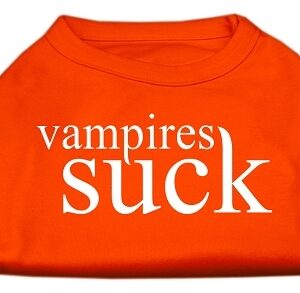 Vampires Suck Screen Print Shirt Orange Sm
