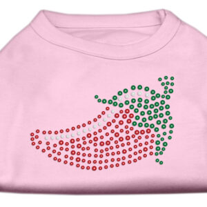 Rhinestone Chili Pepper Shirts Light Pink L
