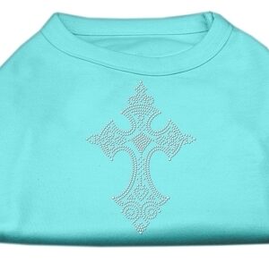 Rhinestone Cross Shirts Aqua XL