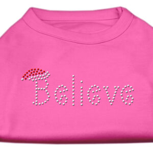 Believe Rhinestone Shirts Bright Pink XL