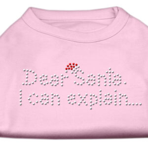 Dear Santa I Can Explain Rhinestone Shirts Light Pink XXL