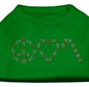 Peace, Love, and Candy Canes Shirts Emerald Green XS