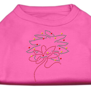 Christmas Wreath Rhinestone Shirt Bright Pink XS