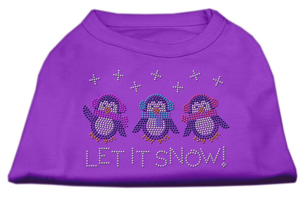Let It Snow Penguins Rhinestone Shirt Purple S