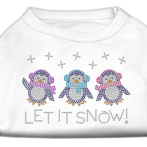 Let It Snow Penguins Rhinestone Shirt White XL