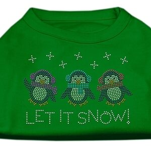 Let It Snow Penguins Rhinestone Shirt Emerald Green XS