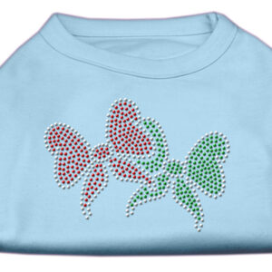 Christmas Bows Rhinestone Shirt Baby Blue S