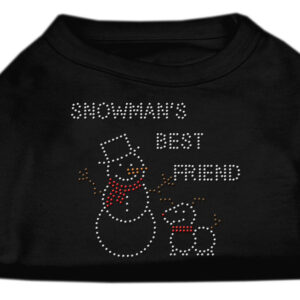 Snowman's Best Friend Rhinestone Shirt Black XS