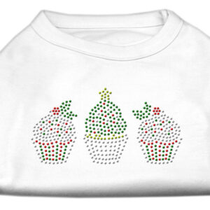 Christmas Cupcakes Rhinestone Shirt White XXL